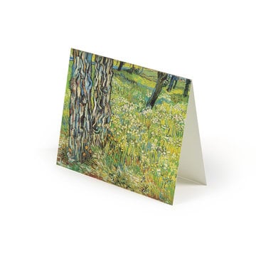 Double card Van Gogh Tree trunks in the grass