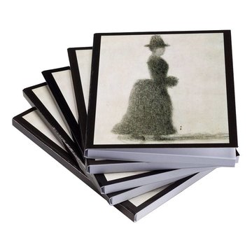 Sticky notes set of five Seurat Lady with a muff