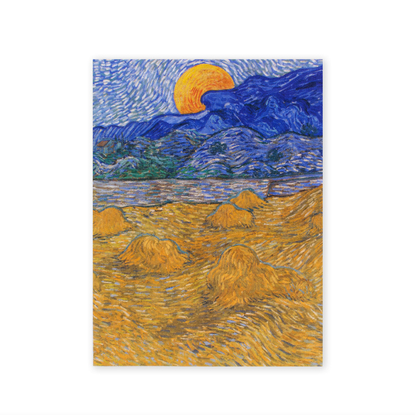 Artist notebook Van Gogh Landscape with wheat sheaves and rising moon