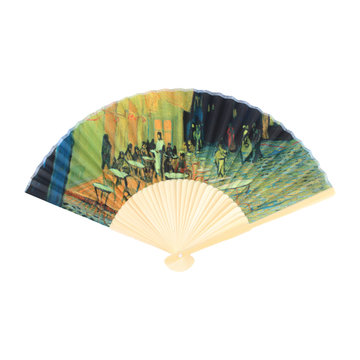 Hand fan Van Gogh Terrace of a café at night