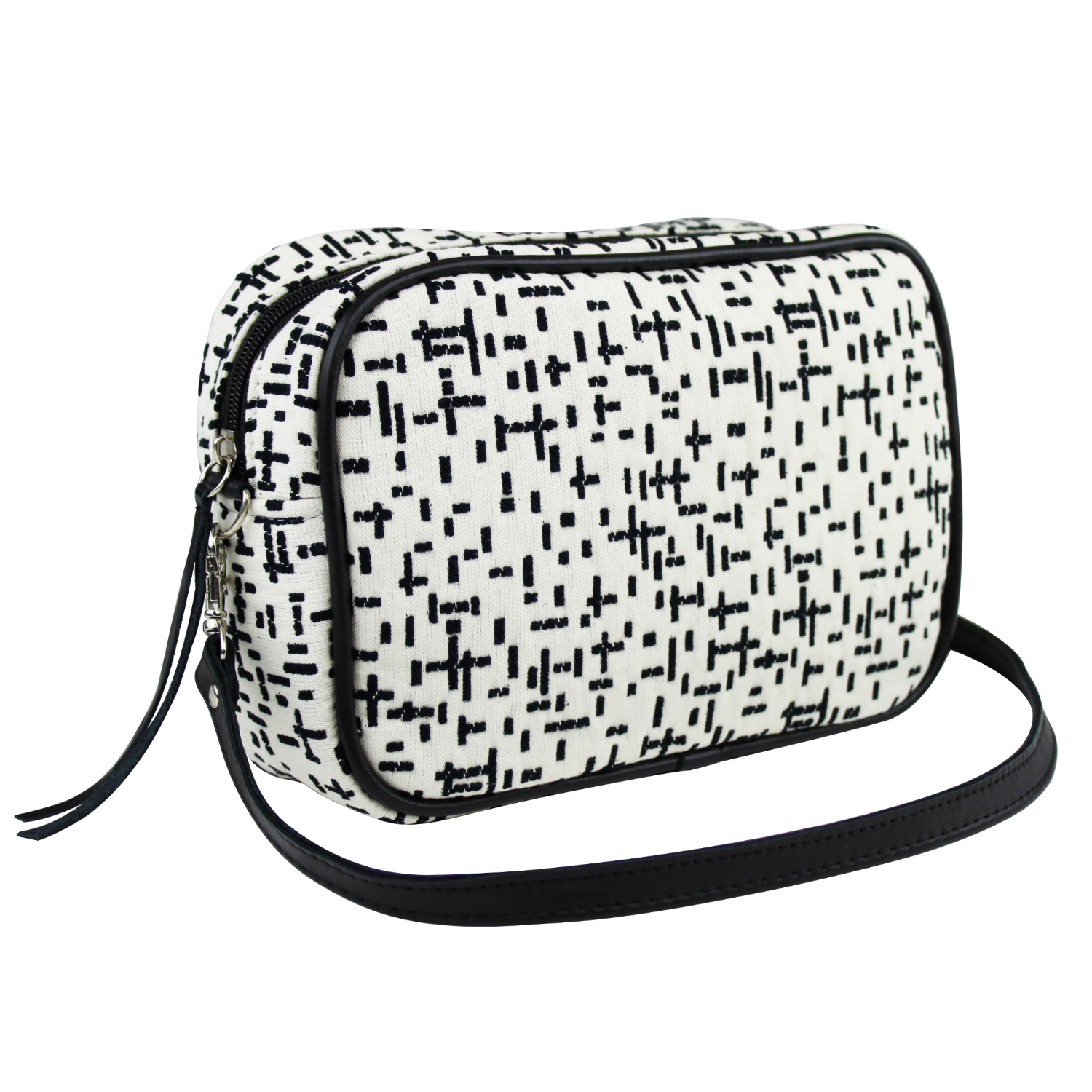 Crossbody bag Mondriaan white with thin leather trim