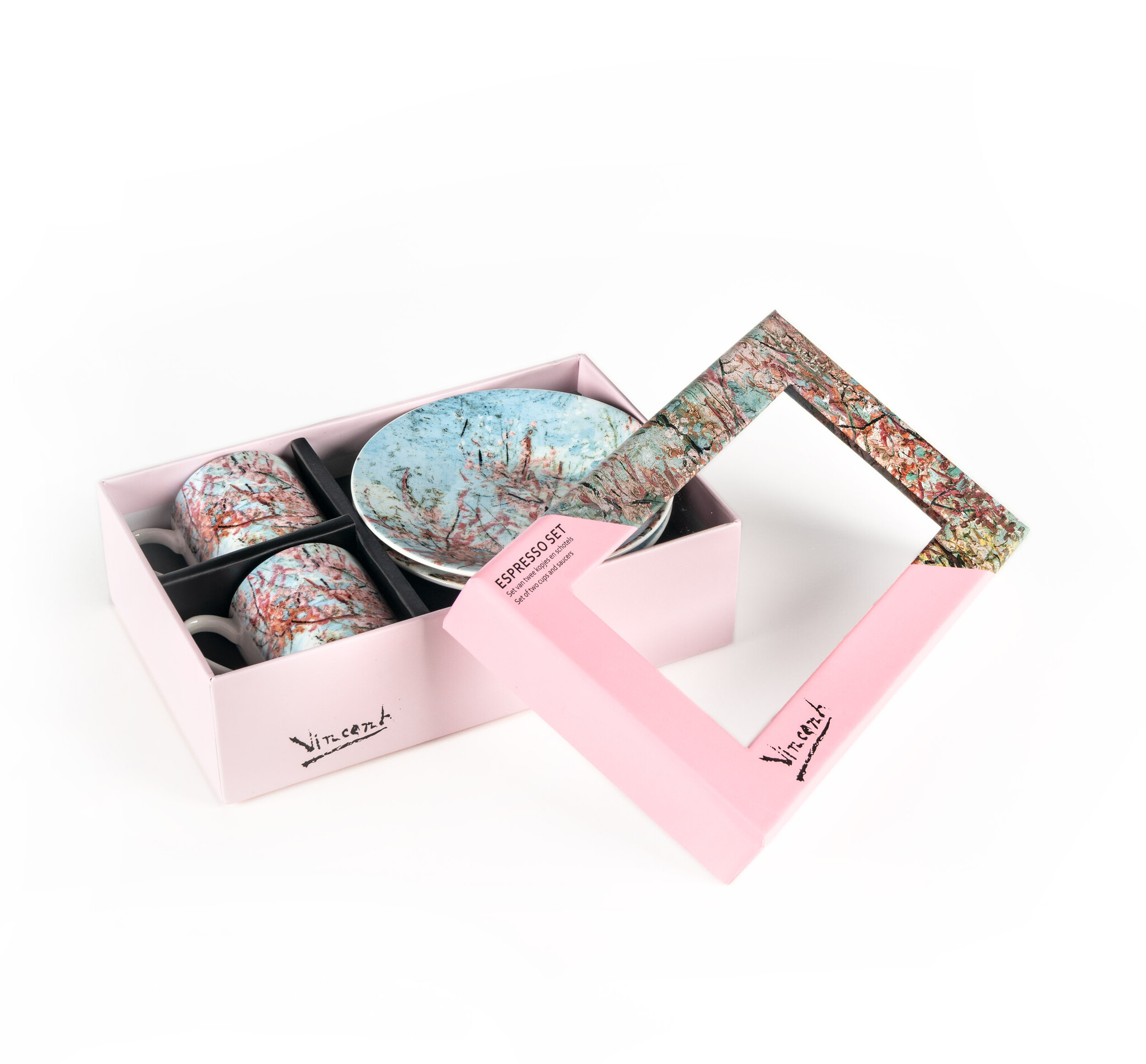 Espresso set van Gogh | Roze perzikbomen