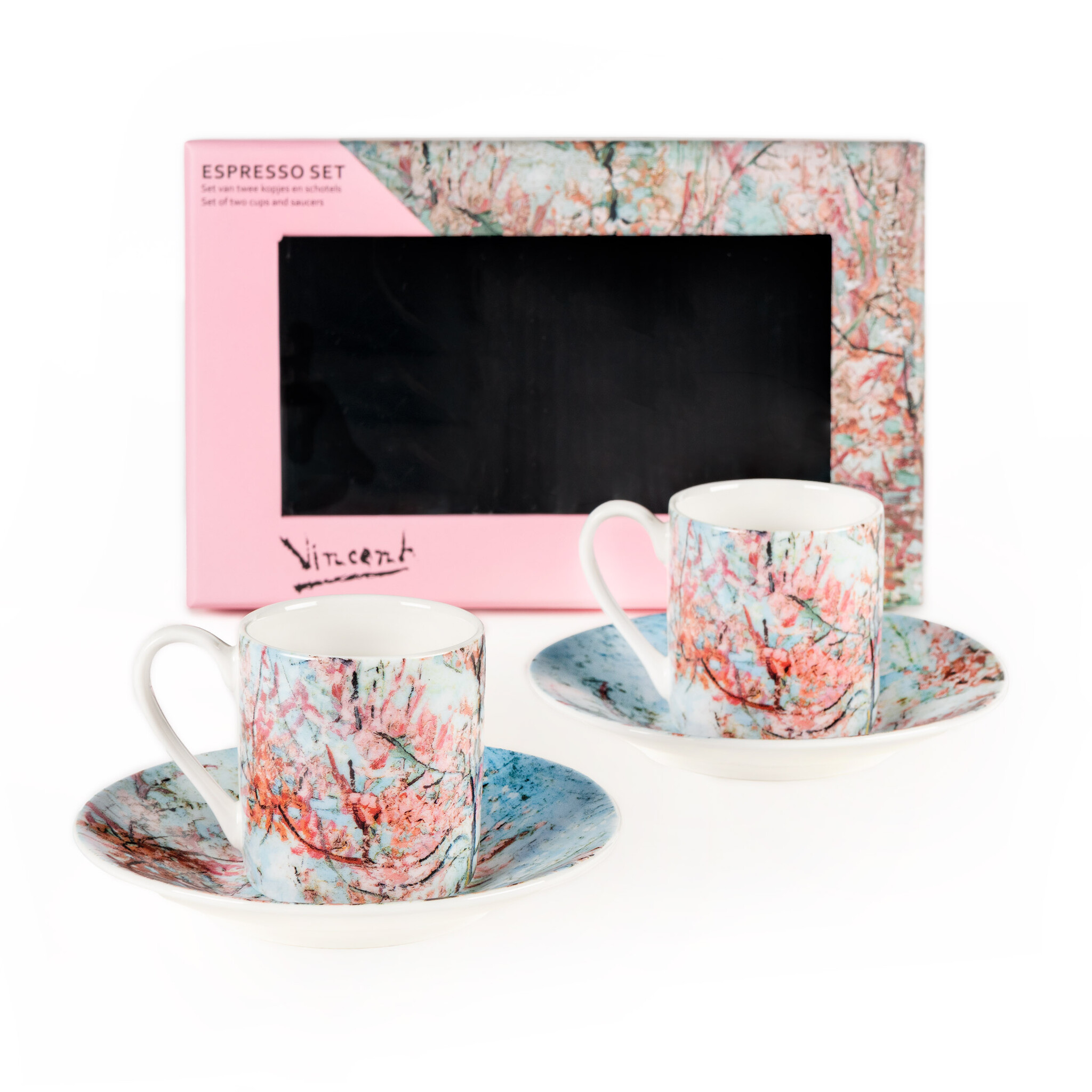 Espresso set van Gogh | Roze perzikbomen
