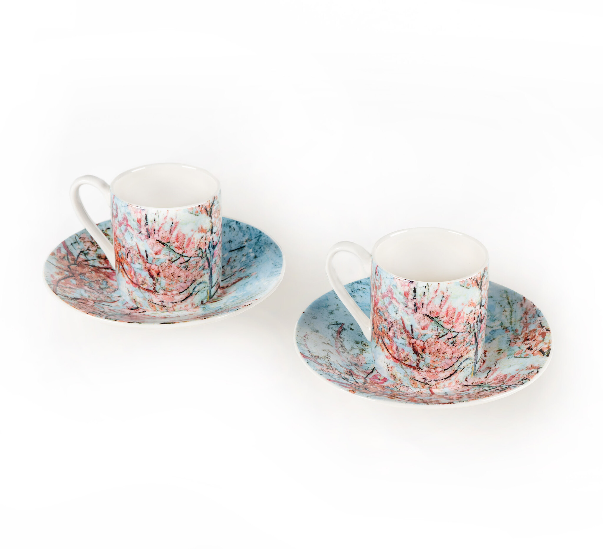 Espresso set van Gogh | Roze perzikbomen