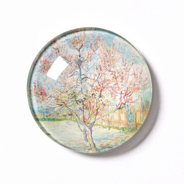 Glass magnet XL Van Gogh | Pink Peach Trees