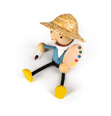 Houten pop Van Gogh met veer
