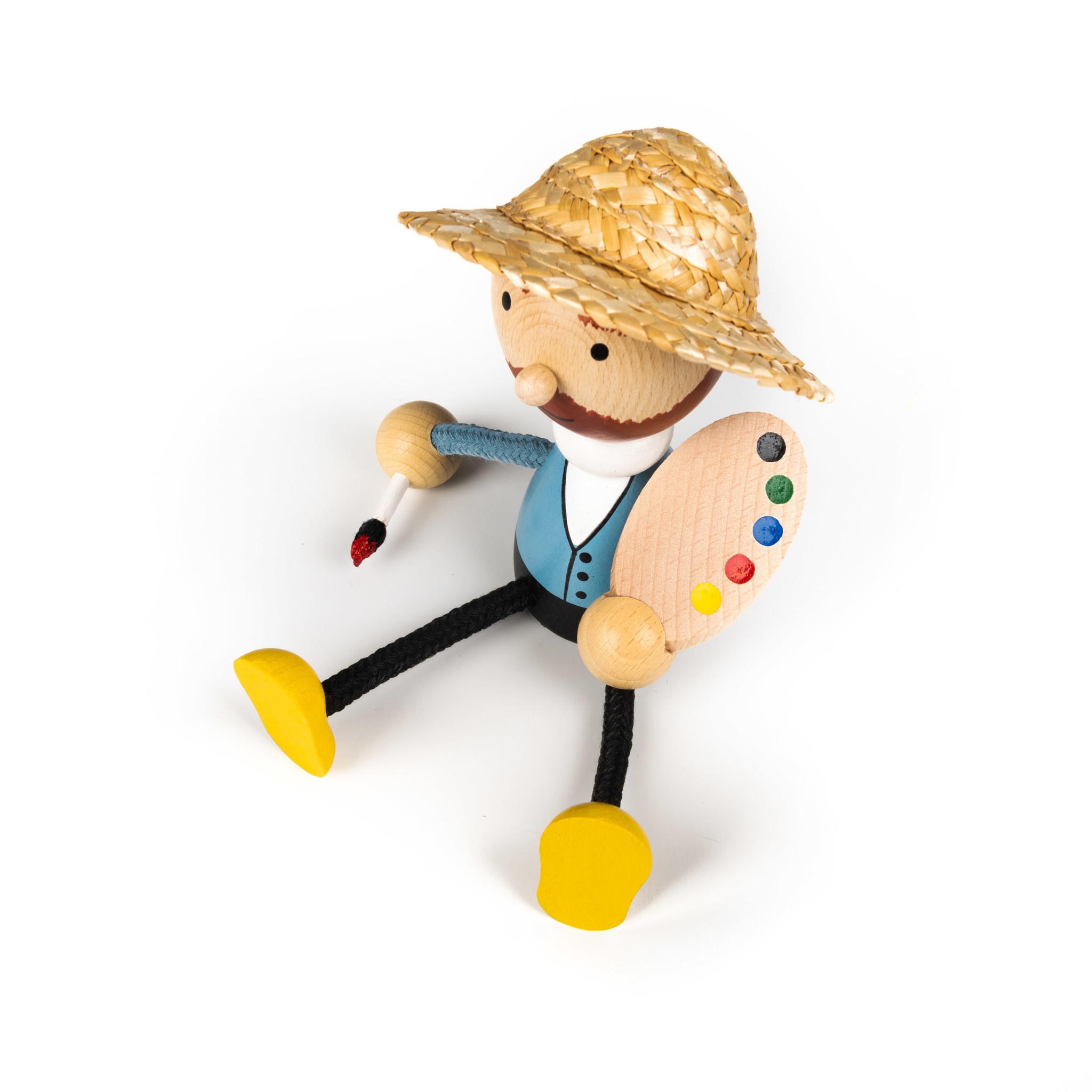 Wooden puppet Van Gogh on a Spring