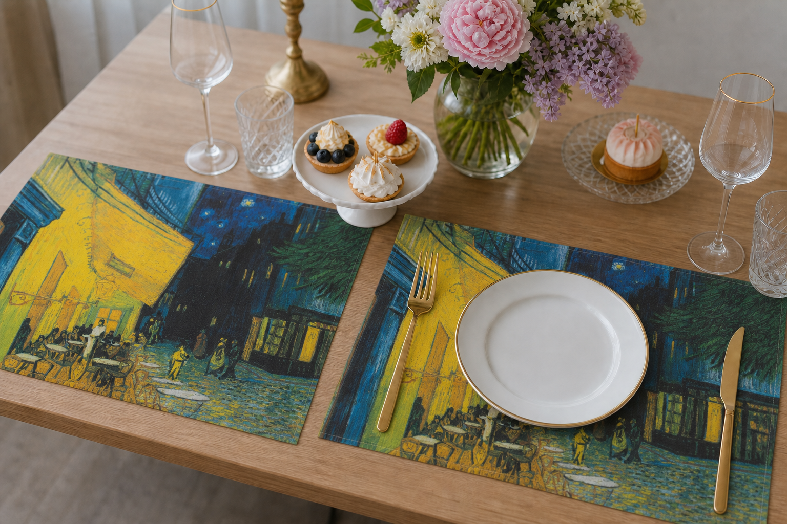Placemat set of two  Van Gogh | Terrace of a Café at Night