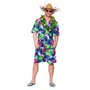 Hawaii shirt met broek blauw groene bladeren