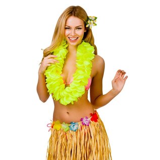 Hawaii slinger geel grote bloemen (11.5cm)