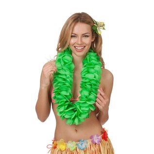 Hawaii slinger groen grote bloemen (11.5cm)