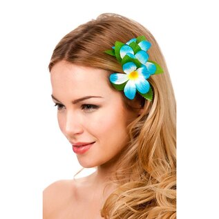 Haarclip hawaii bloem licht blauw