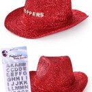 Cowboyhoed glitter rood met stickers