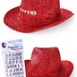 Cowboyhoed glitter rood met stickers
