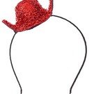 Cowboy hoedje glitter rood op diadeem