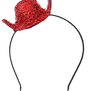 Cowboy hoedje glitter rood op diadeem