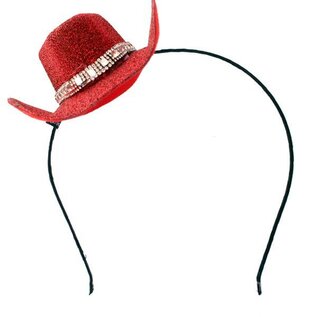Cowboy hoedje rood op diadeem