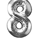 Grote folie opblaascijfer 8 Zilver