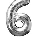 Grote folie opblaascijfer 6 Zilver