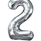 Grote folie opblaascijfer 2 Zilver