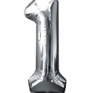Grote folie opblaascijfer 1 Zilver