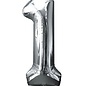 Grote folie opblaascijfer 1 Zilver