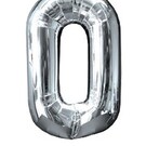 Grote folie opblaascijfer 0 Zilver