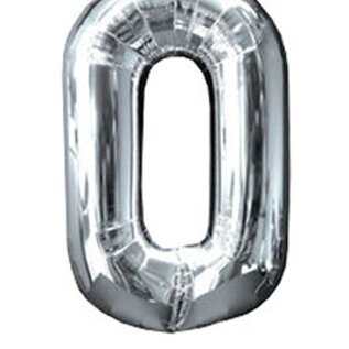 Grote folie opblaascijfer 0 Zilver