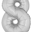 Grote folie cijferballon 8 Zilver