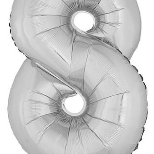 Grote folie cijferballon 8 Zilver