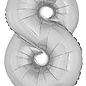Grote folie cijferballon 8 Zilver