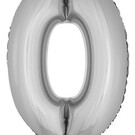 Grote folie cijferballon 0 Zilver