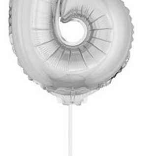 Folie opblaascijfer 6 Zilver