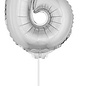 Folie opblaascijfer 6 Zilver