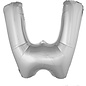 Grote folie ballon letter W Zilver