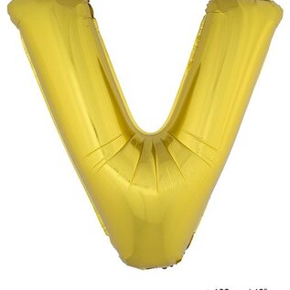Grote folie ballon letter V Goud