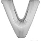 Grote folie ballon letter V Zilver