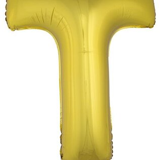 Grote folie ballon letter T Goud