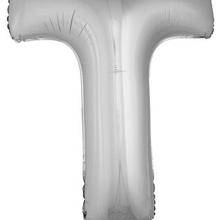 Grote folie ballon letter T Zilver