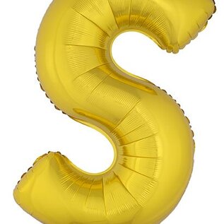 Grote folie ballon letter S Goud