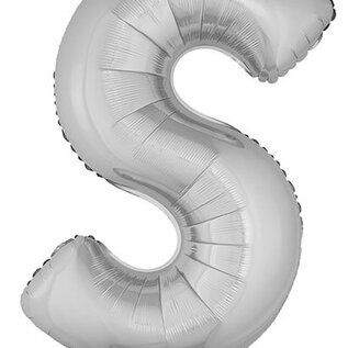 Grote folie ballon letter S Zilver