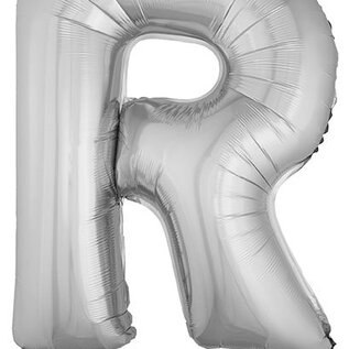 Grote folie ballon letter R Zilver
