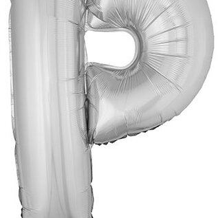 Grote folie ballon letter P Zilver