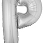 Grote folie ballon letter P Zilver