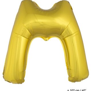 Grote folie ballon letter M Goud