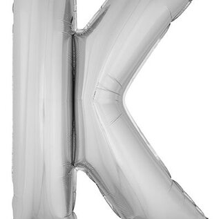 Grote folie ballon letter K Zilver