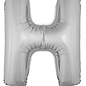 Grote folie ballon letter H Zilver