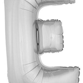 Grote folie ballon letter E Zilver