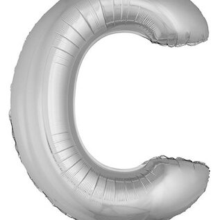 Grote folie ballon letter C Zilver