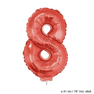 Folie cijferballon 8 Rood